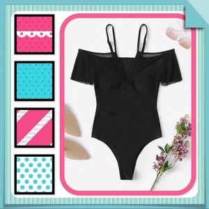 Swimsuit Mesh Top Black One Piece Size M NWT